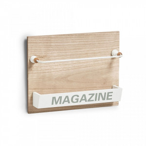 Suport reviste maro/alb din MDF si metal pentru perete Nordic Magazine Zeller
