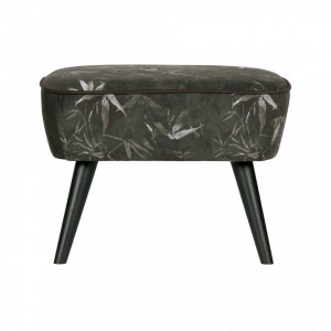 Taburet dreptunghiular verde din catifea 36x56 cm Rocco Bamboo Woood
