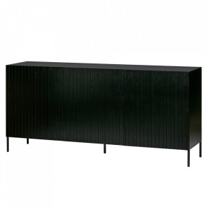 Bufet inferior negru din lemn de pin 180 cm Gravure Woood