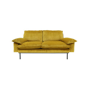 Canapea din catifea galbena pentru 2 persoane Ochre HK Living