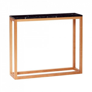Consola neagra/maro din marmura si lemn 90 cm Marble Hubsch