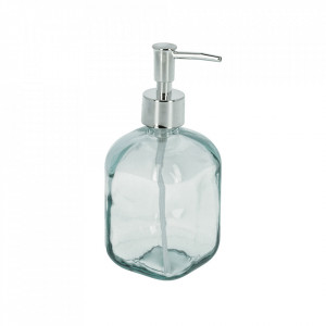 Dispenser sapun lichid transparent din sticla reciclata si otel 450 ml Trella Kave Home