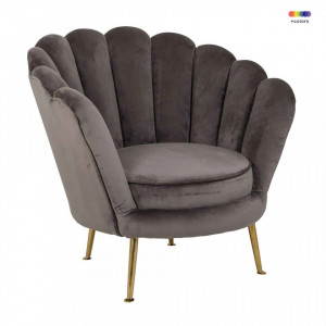 Fotoliu gri piatra din catifea si metal Perla Sone Richmond Interiors