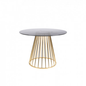 Masa aurie din sticla si metal 104 cm Floris White Label