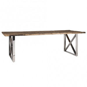 Masa dining maro/argintie din lemn si inox 100x200 cm Kensington Richmond Interiors