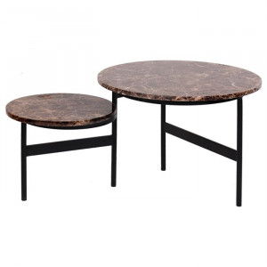 Masuta de cafea maro/neagra din marmura si fier 60 cm Dalton Richmond Interiors