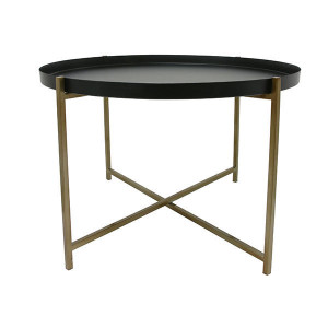 Masuta neagra din metal si alama 63 cm pentru cafea Brass L HK Living