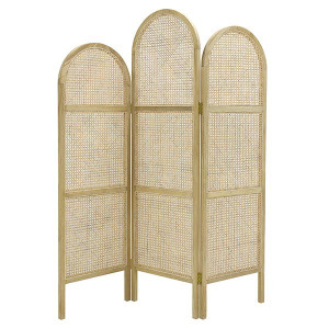 Paravan din lemn sungkai si ratan 150x180 cm Webbing Cream HK Living