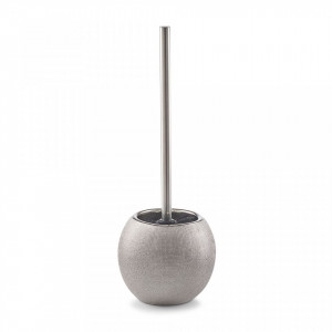 Perie toaleta argintie din ceramica si inox Glitter Brush Silver Zeller
