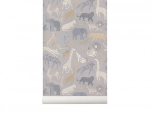 Rola tapet multicolor din hartie 53x1000 cm Safari Ferm Living
