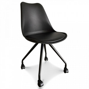 Scaun birou negru din metal si piele Scandinavian Office Black Opjet Paris