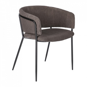 Scaun dining gri/negru din poliester si otel Runnie Kave Home