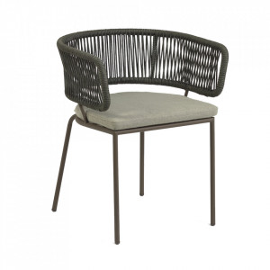 Scaun dining pentru exterior verde din poliester si otel Nadin Kave Home