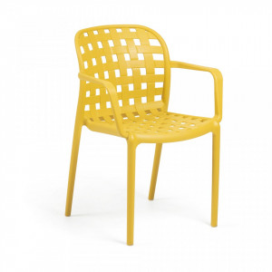 Scaun galben din plastic pentru interior sau exterior Onha La Forma