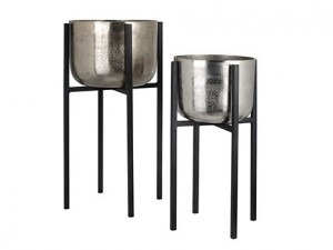Set 2 ghivece cu suport din aluminiu si fier Elodie Richmond Interiors
