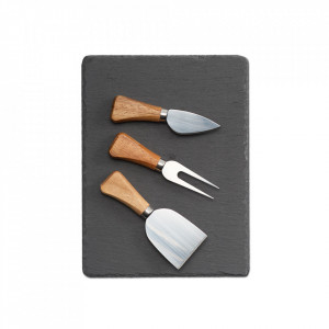 Set 3 ustensile si platou pentru servire branza Parmesan Zeller