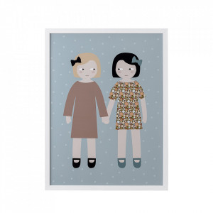 Tablou multicolor din lemn si plexiglas 32x42 cm Sisters Bloomingville