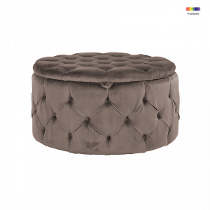 Taburet rotund gri piatra din catifea si otel 80 cm Lulu Stone Richmond Interiors