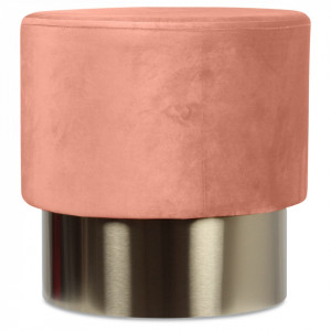 Taburet roz prafuit din catifea cu baza aurie din metal 35x35 Serge Opjet Paris