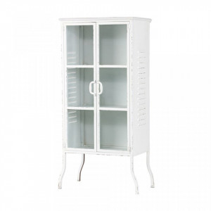 Vitrina alba din metal si sticla 136 cm Feminine Be Pure Home