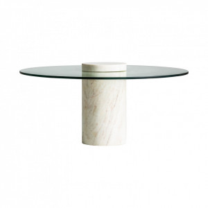 Masuta transparenta/alba din sticla si marmura pentru cafea 76 cm Peseux Vical Home