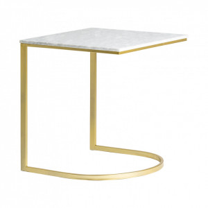 Masuta cafea patrata din metal auriu si marmura 55x55 cm Ering Vical Home