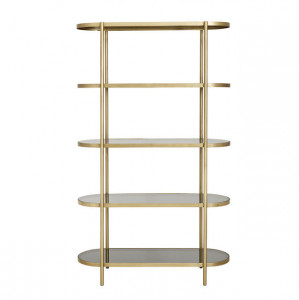 Biblioteca din metal auriu si sticla 190 cm Golden Nordal