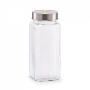 Borcan cu capac transparent/argintiu din sticla si inox 620 ml Sho Zeller