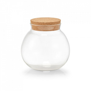 Borcan cu capac transparent/maro din sticla si pluta 500 ml Jaar Zeller