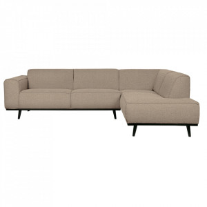 Canapea cu colt bej din poliester Statement Right Be Pure Home