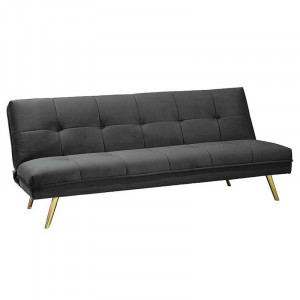 Canapea extensibila gri/aurie din catifea si metal 181 cm Moritz Signal Meble