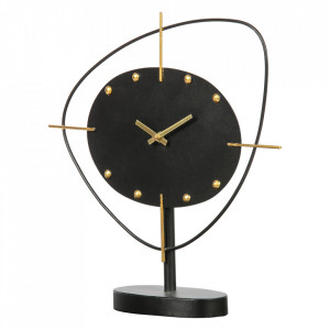Ceas negru rotund de masa din fier 33x35 cm Clock Be Pure Home