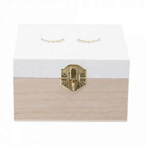 Cutie depozitare din lemn cu capac alb 12x12 cm Eyes Bloomingville