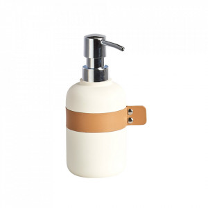 Dispenser sapun lichid crem/maro din polirasina si piele 250 ml Zina Zeller