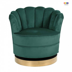 Fotoliu rotativ verde din catifea si metal Mila Green Richmond Interiors