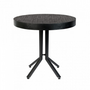 Masa bar neagra din lemn si otel 75 cm Maze Round White Label