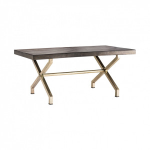 Masa dining maro/aurie din lemn si metal 90x180 cm Kraj Vical Home
