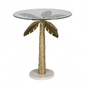 Masuta transparenta/aurie din sticla si aluminiu 71 cm Palm Richmond Interiors
