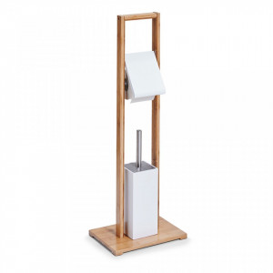 Perie toaleta cu suport hartie igienica din MDF si lemn Toilet Set Bamboo Zeller