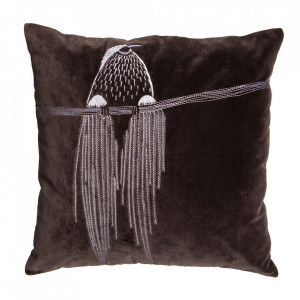 Perna decorativa patrata maro din catifea 50x50 cm Coco Woood