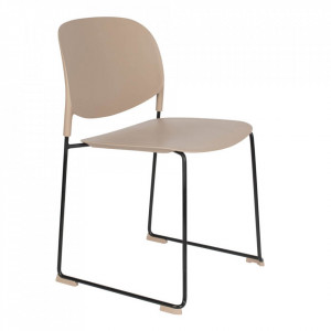 Scaun dining crem/negru din polipropilena si otel Stacks White Label