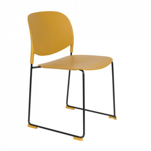 Scaun dining galben/negru din polipropilena si otel Stacks White Label