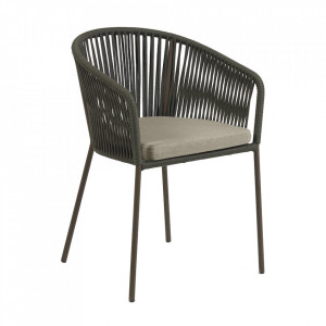 Scaun dining verde pentru exterior din poliester si otel Yanet Kave Home