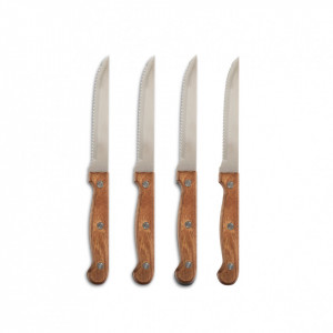 Set 4 cutite maro/argintii din lemn si inox pentru carne Solomun Zeller