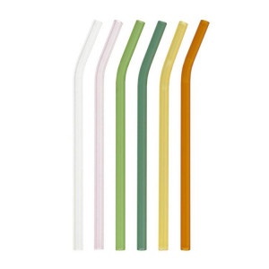 Set 6 paie reutilizabile multicolore din sticla Gillia Kave Home