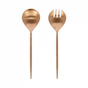 Set lingura si furculita roz/aurii din inox pentru salata Kelda Kave Home