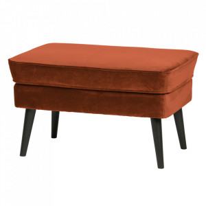 Taburet dreptunghiular maro ruginiu din catifea si lemn 51x77 cm Rocco Woood