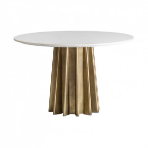 Masa dining alba/aurie din marmura si otel 120 cm Lezey Vical Home