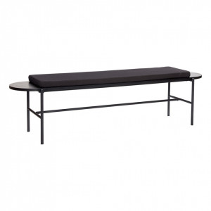 Bancheta neagra din lemn si metal cu perna 180 cm Bench Hubsch