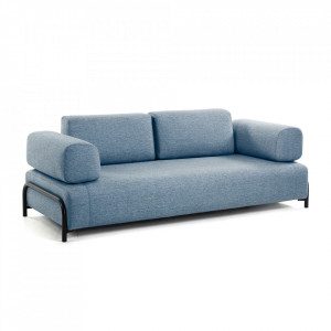 Canapea albastra din textil si lemn de pin pentru 3 persoane Compo Kave Home